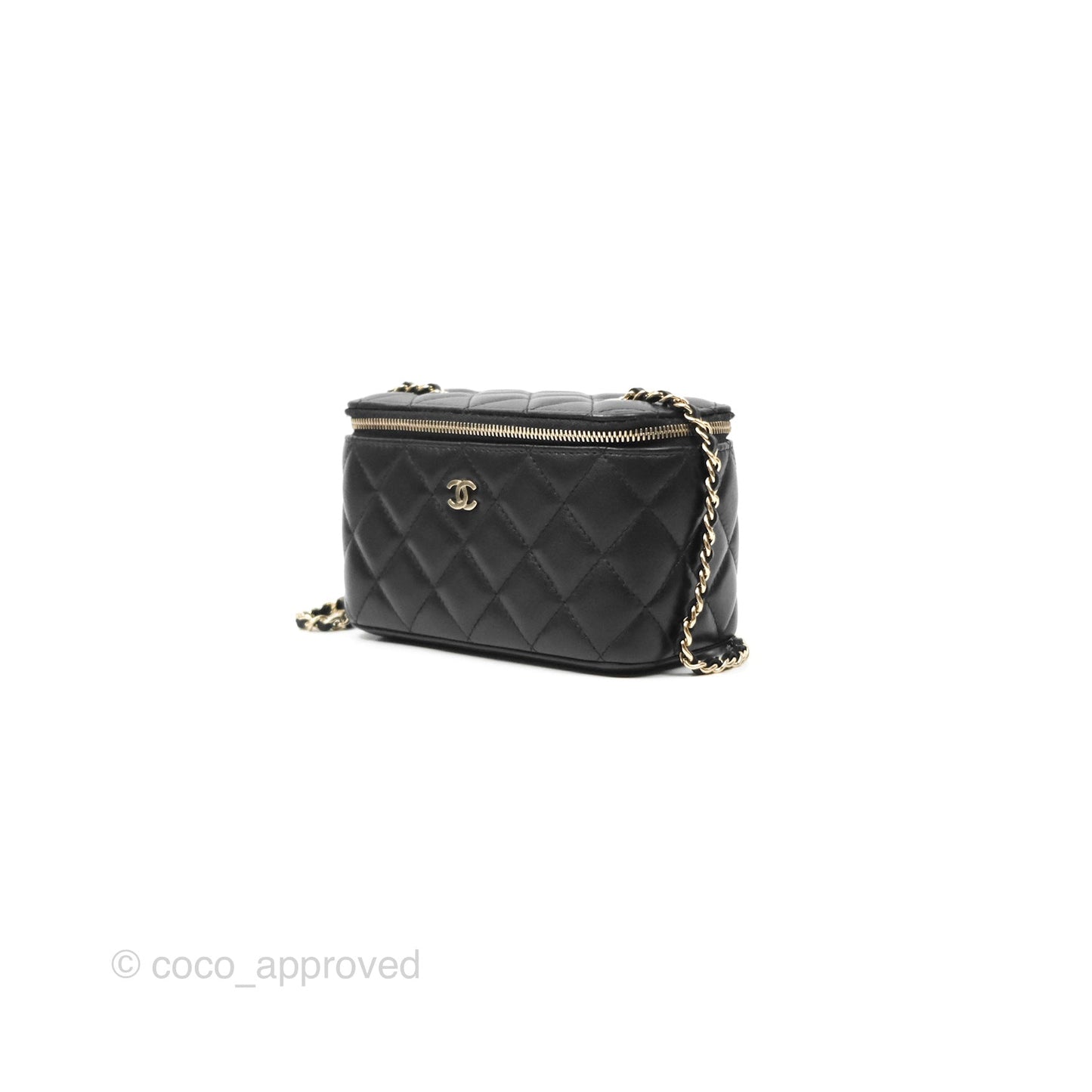 Chanel Vanity Rectangular Black Lambskin Gold Hardware