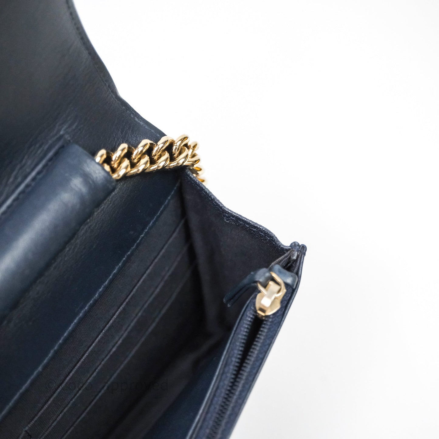 Chanel Boy Wallet on Chain Navy Caviar Light Gold Hardware