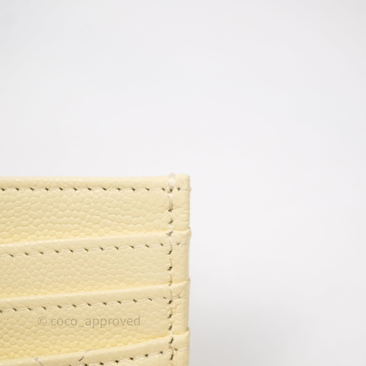 Chanel Quilted Card Holder Yellow Caviar Gold Hardware