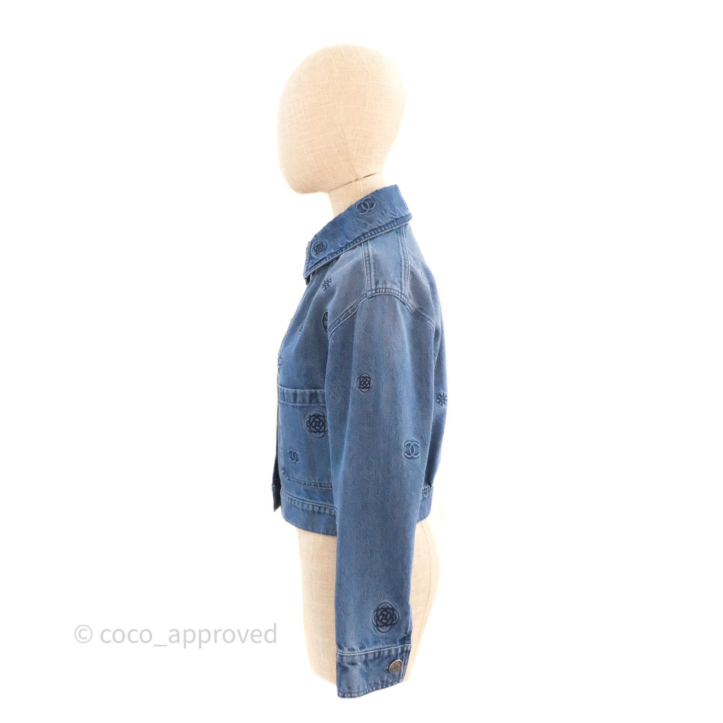 Chanel CC Printed Denim Jacket Size 34