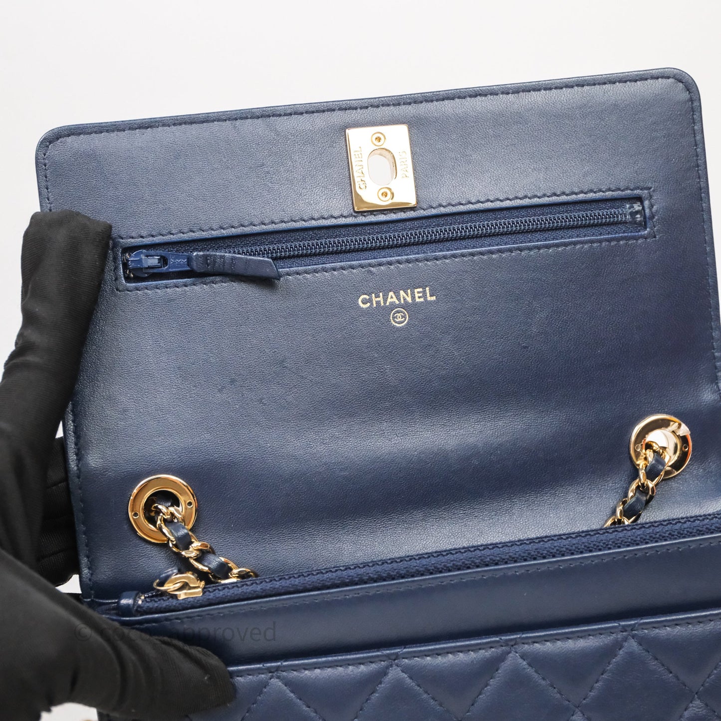 Chanel Trendy CC WOC Wallet On Chain Navy Lambskin Gold Hardware