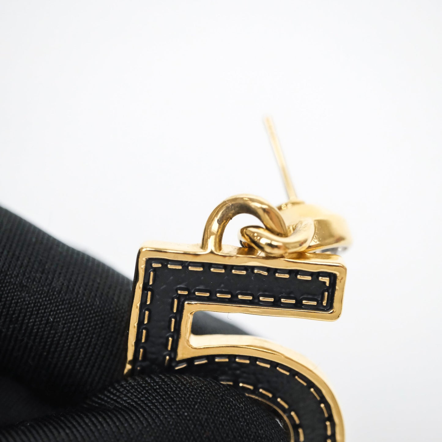 Chanel Crystal No.5 Drop Earrings Gold Tone 23S
