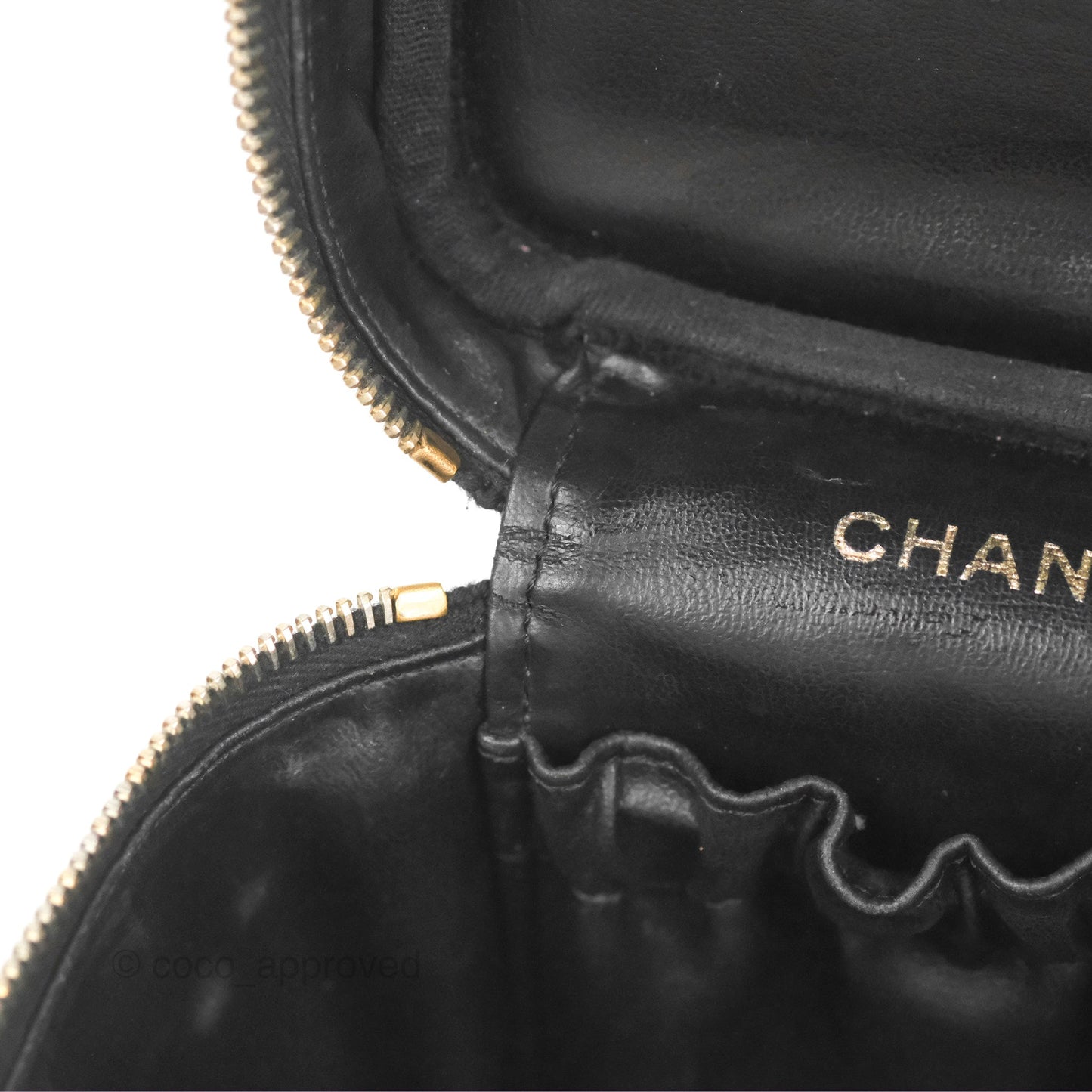Chanel Vintage Vanity Case Black Caviar Gold Hardware