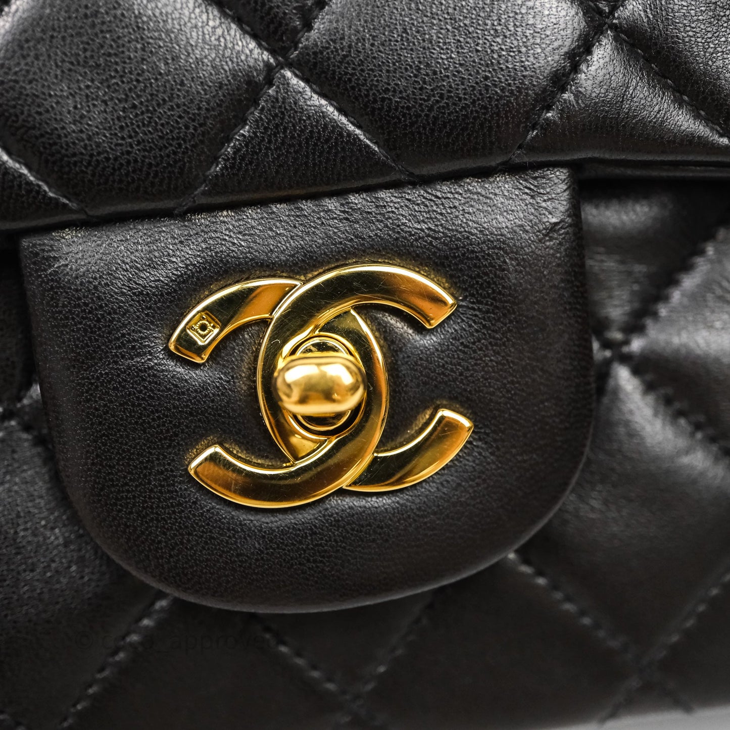 Chanel Vintage Classic Small Flap Bag Black Lambskin 24K Gold Hardware