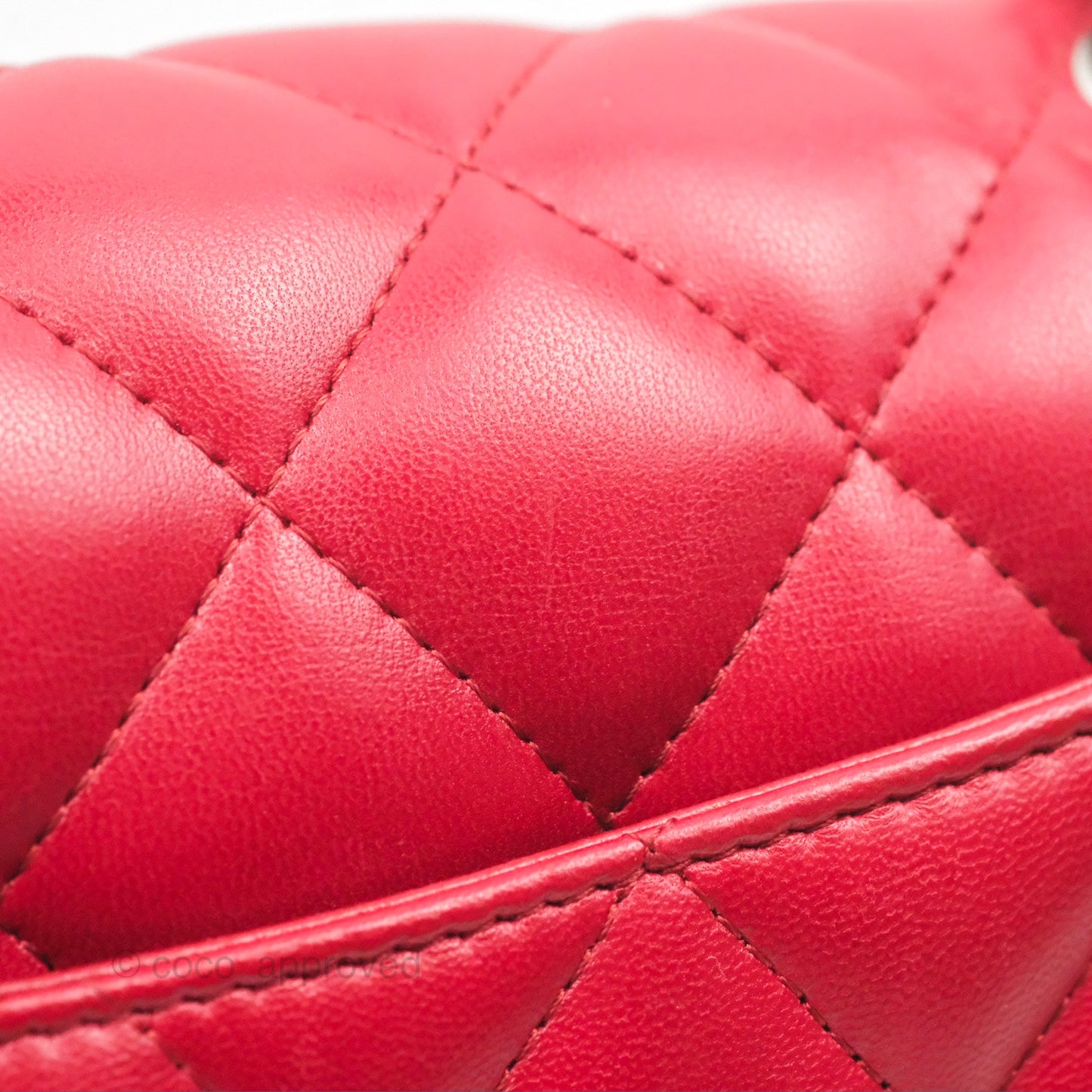 Chanel Jumbo Double Flap Red Lambskin Silver Hardware
