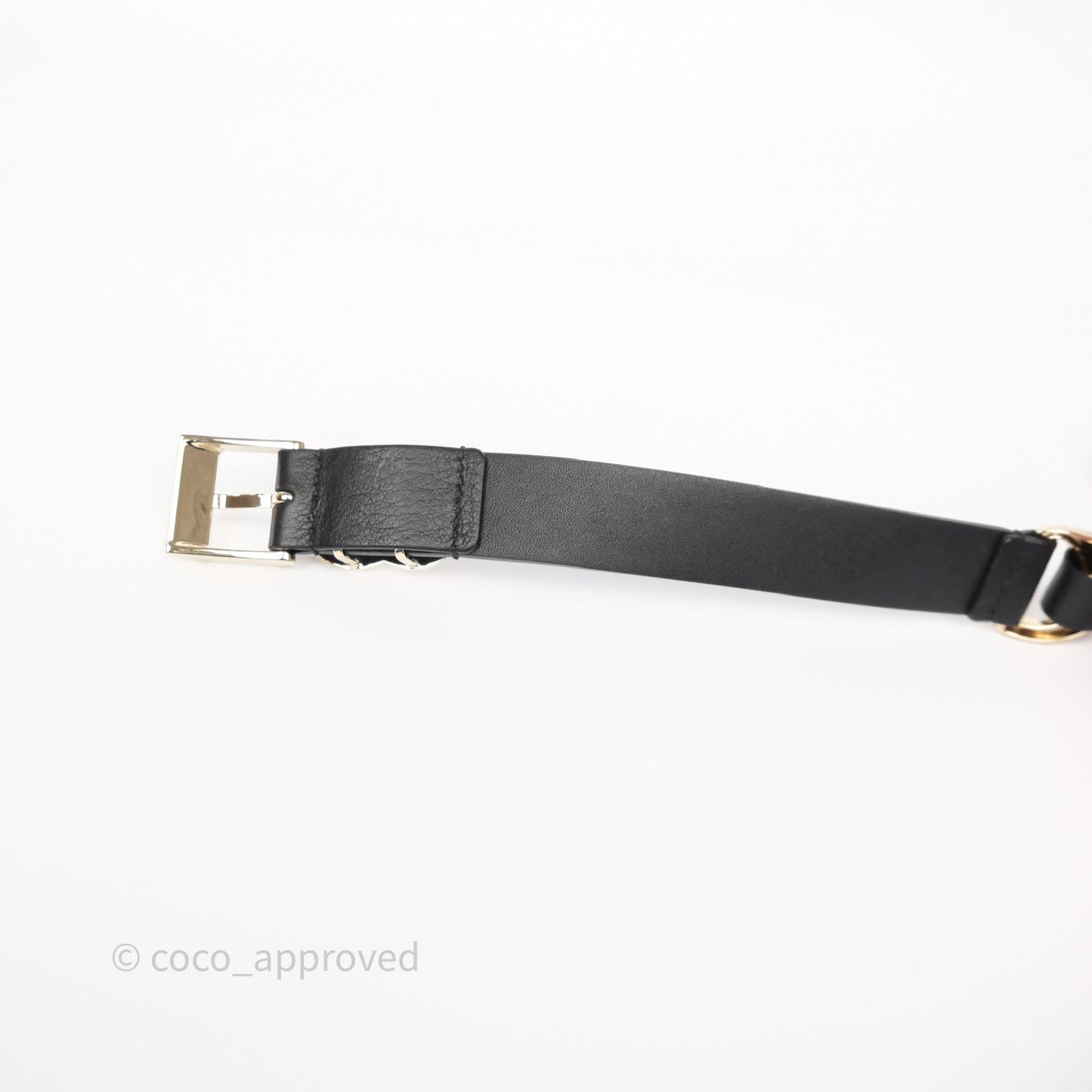 Chanel CC Woven Chain Black Leather Belt Gold Hardware 22C