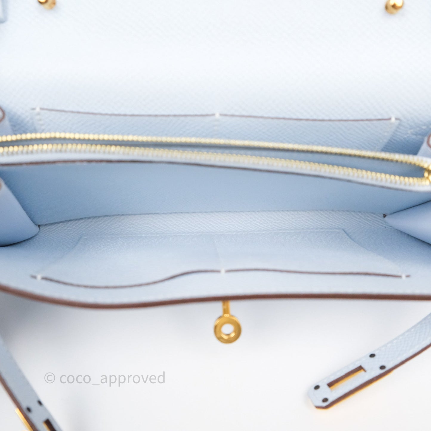 Hermès Kelly To Go Wallet Bleu Brume T0 Epsom Gold Hardware
