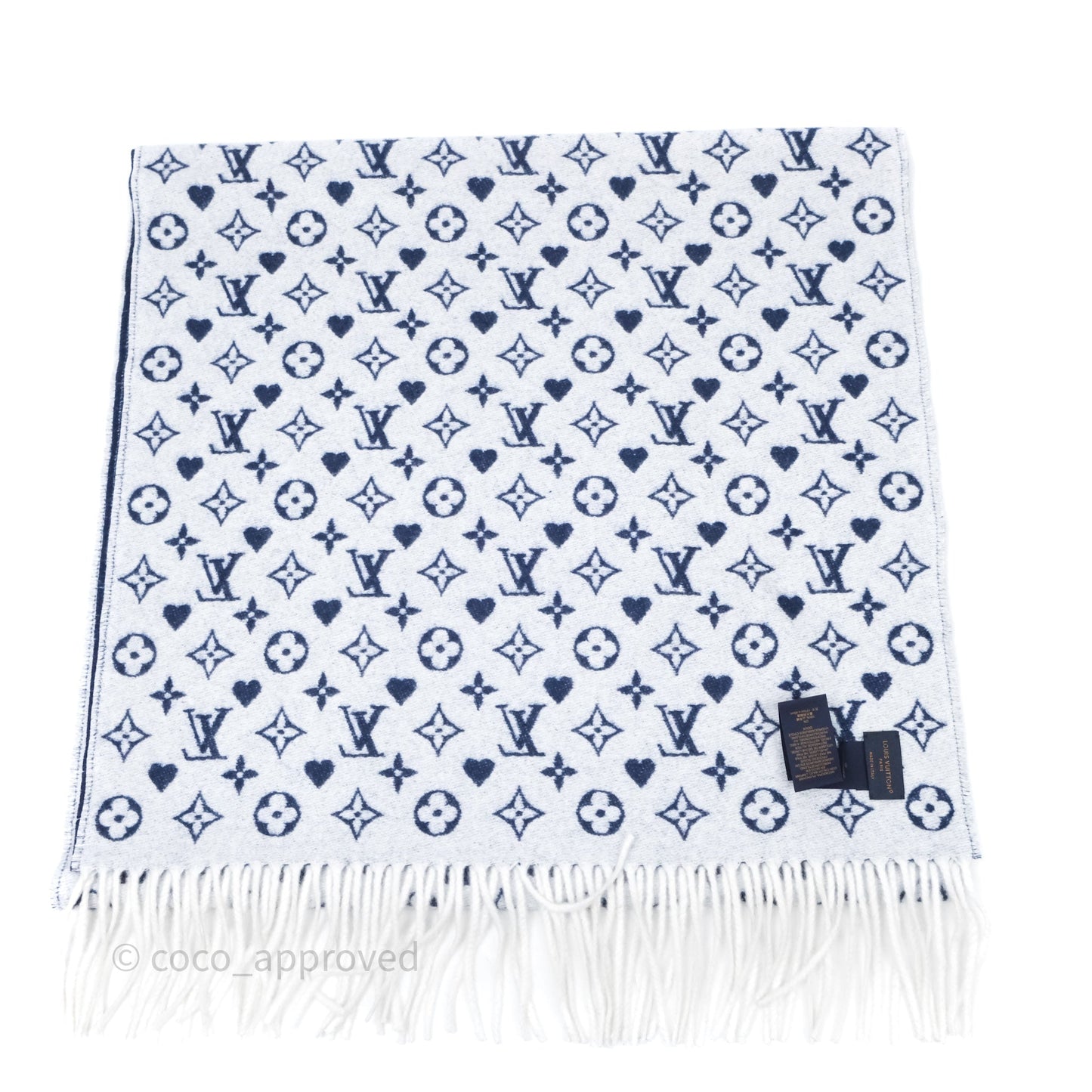 Louis Vuitton Monogram Game On Scarf Wool Blue