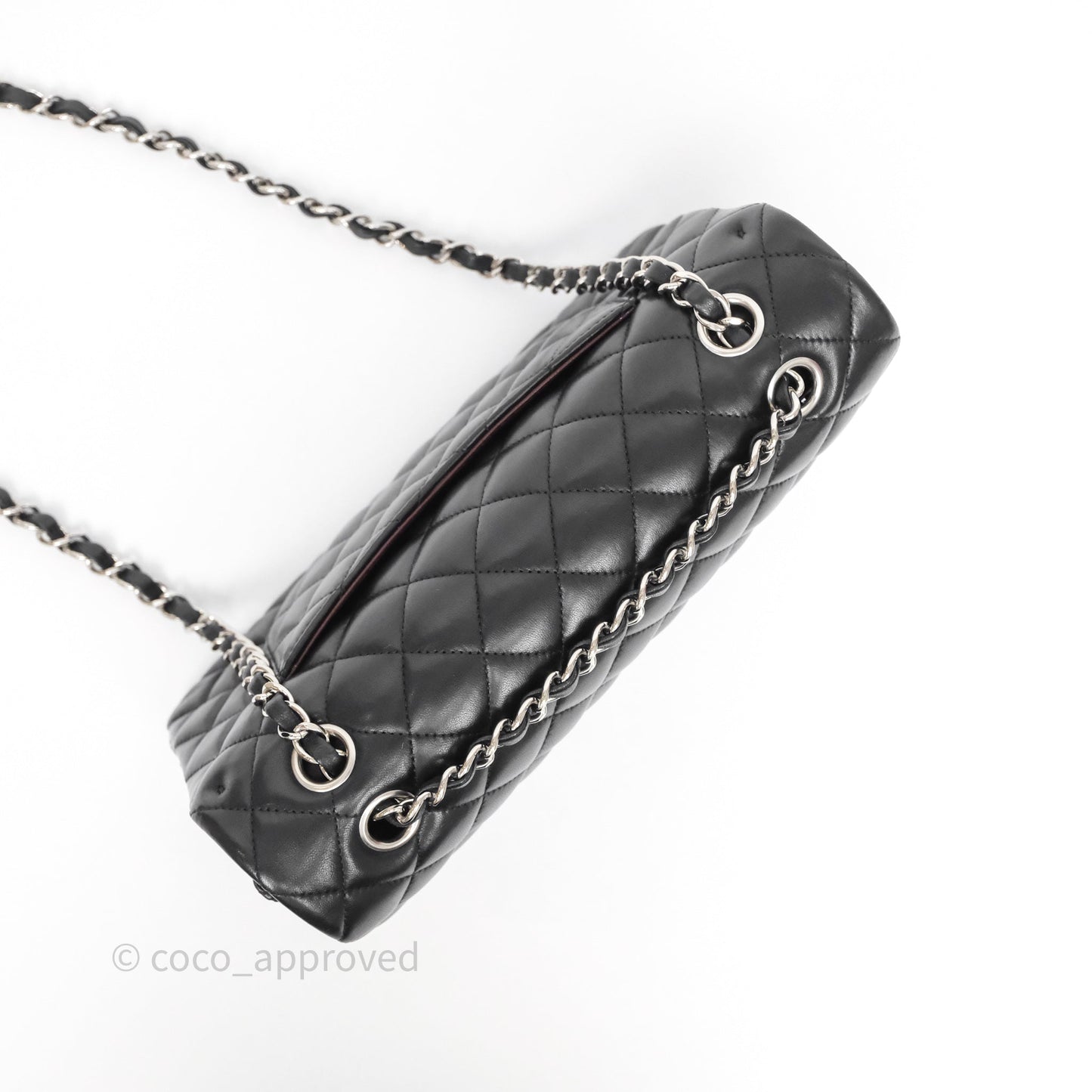 Chanel Classic M/L Medium Flap Quilted Black Lambskin Silver Hardware