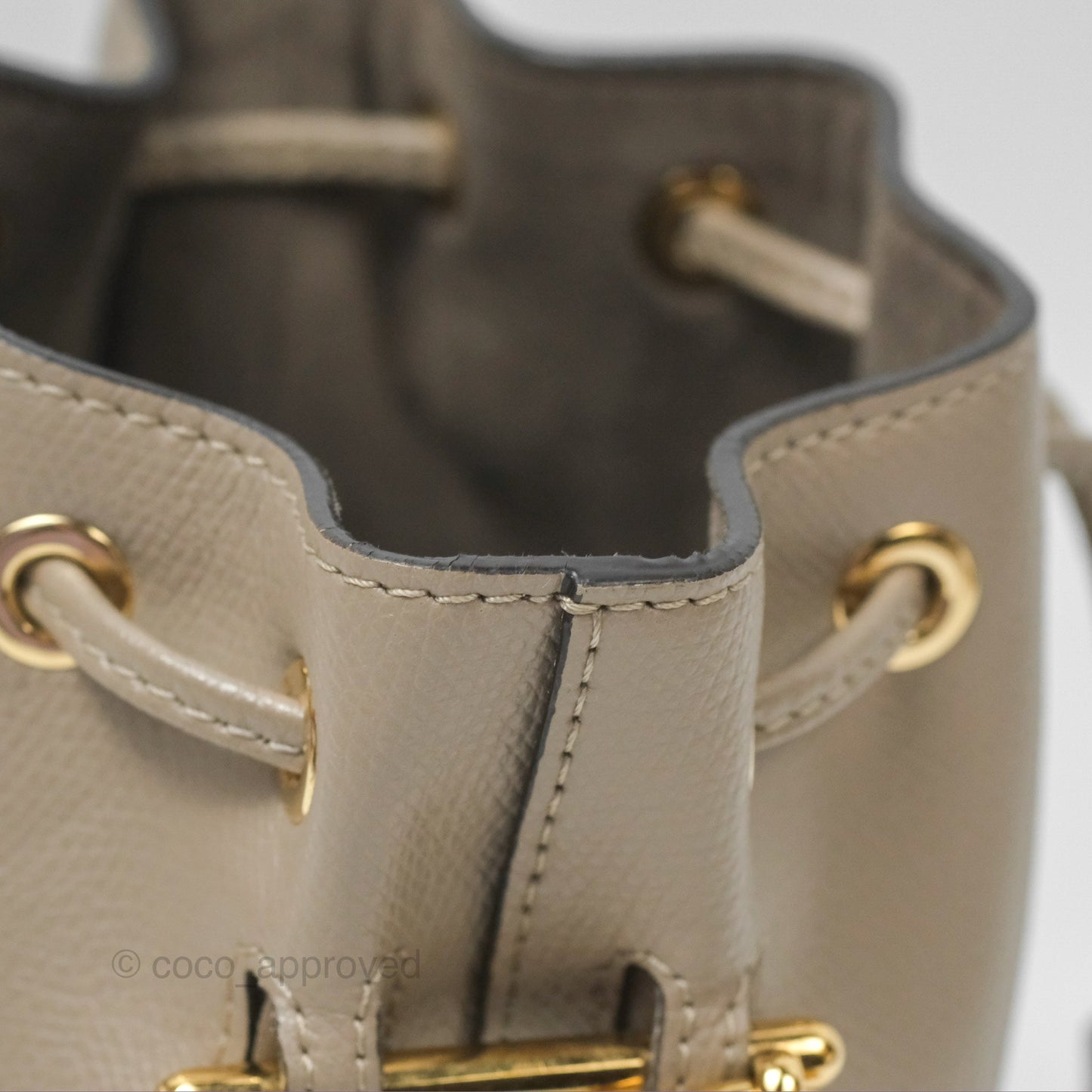 Fendi Mini Mon Tresor Bucket Bag Tortora Grained Calfskin