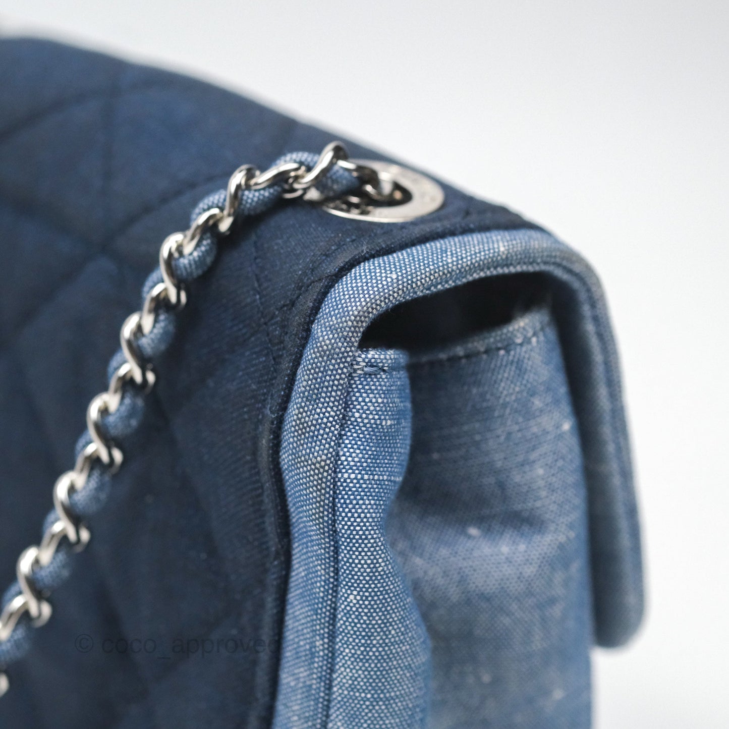 Chanel Quilted Mini Medallion Graphic Denim Blue Silver Hardware