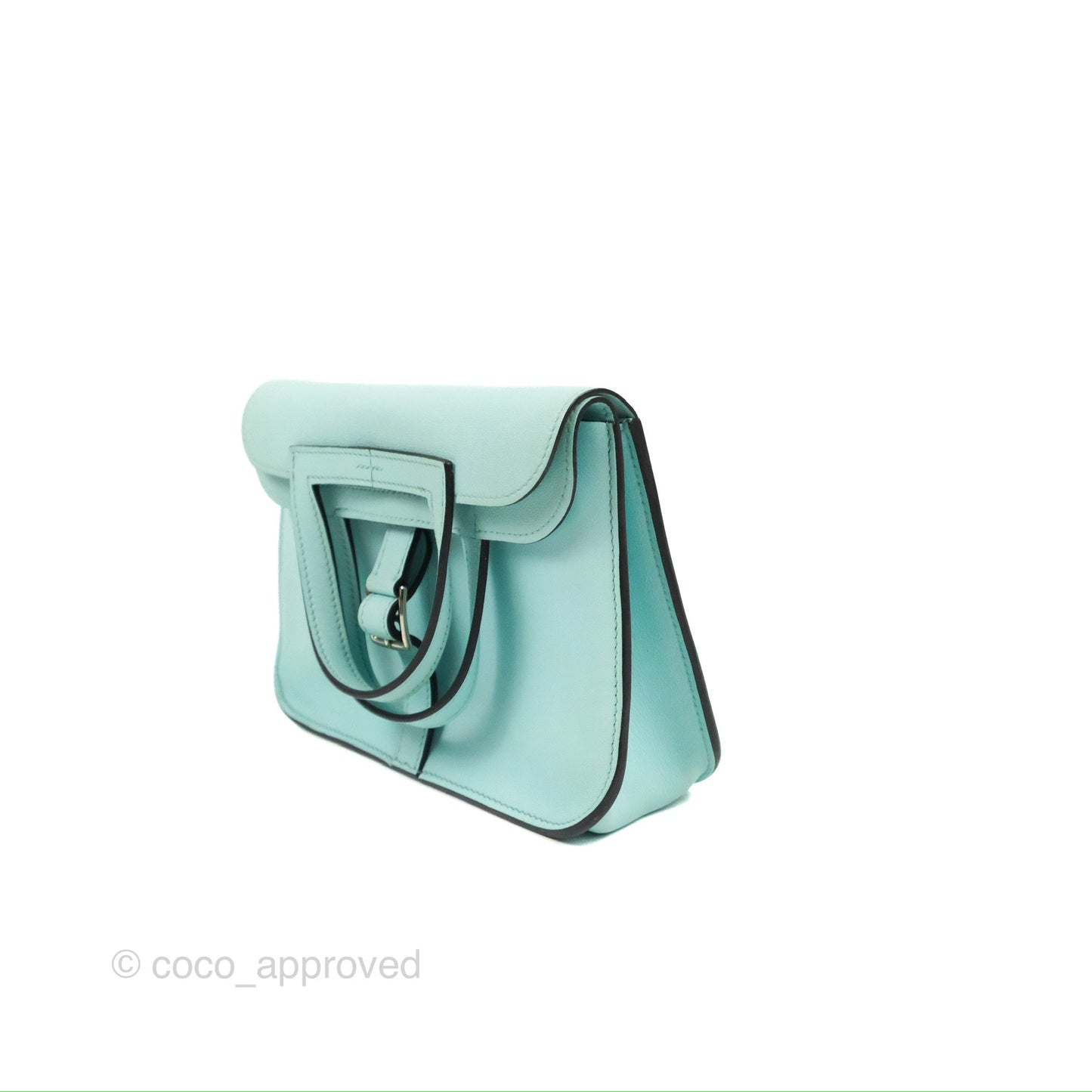 Hermès Halzan 22 Mini Aqua Swift Palladium Hardware