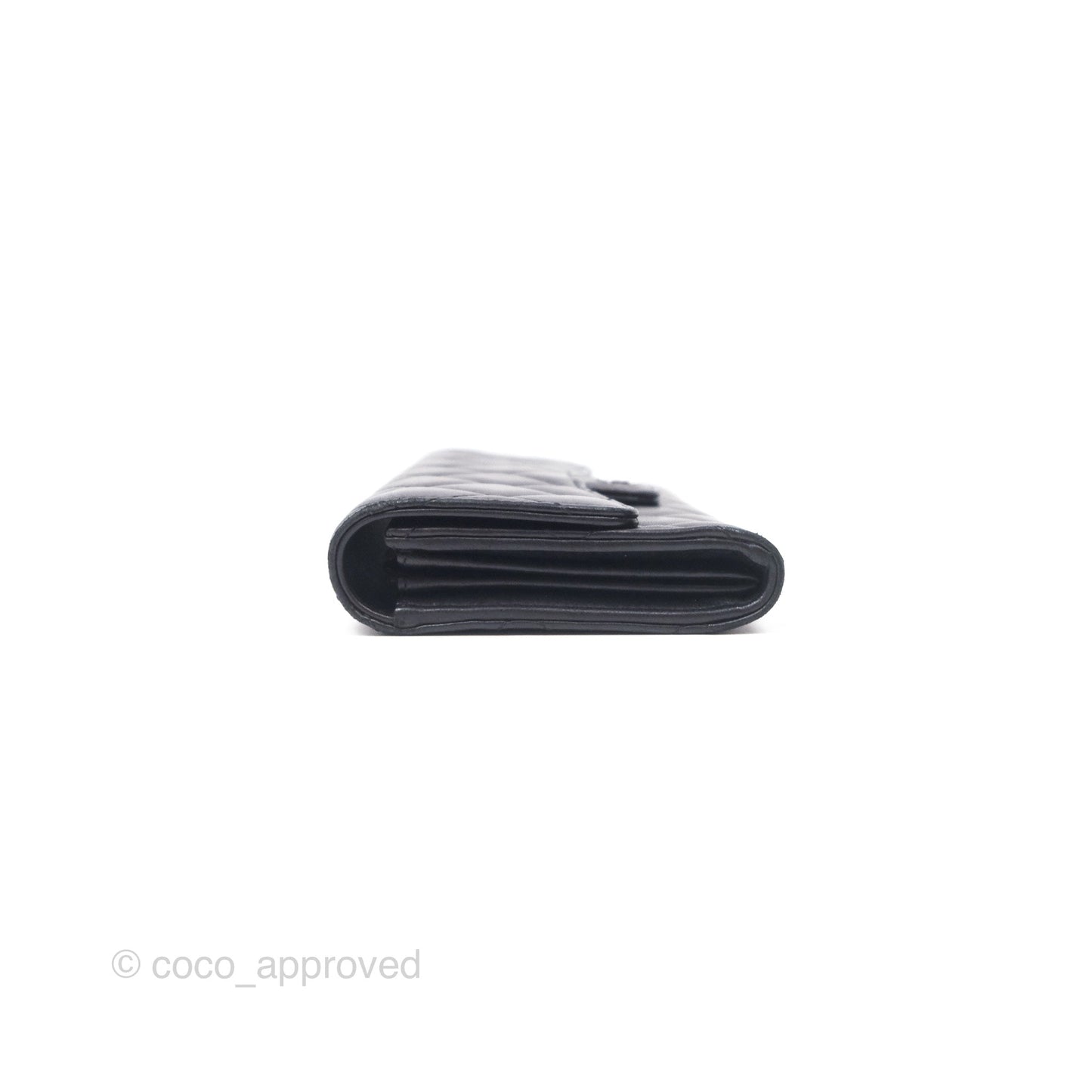 Chanel Quilted Classic Zip Long Wallet Black Lambskin Silver Hardware