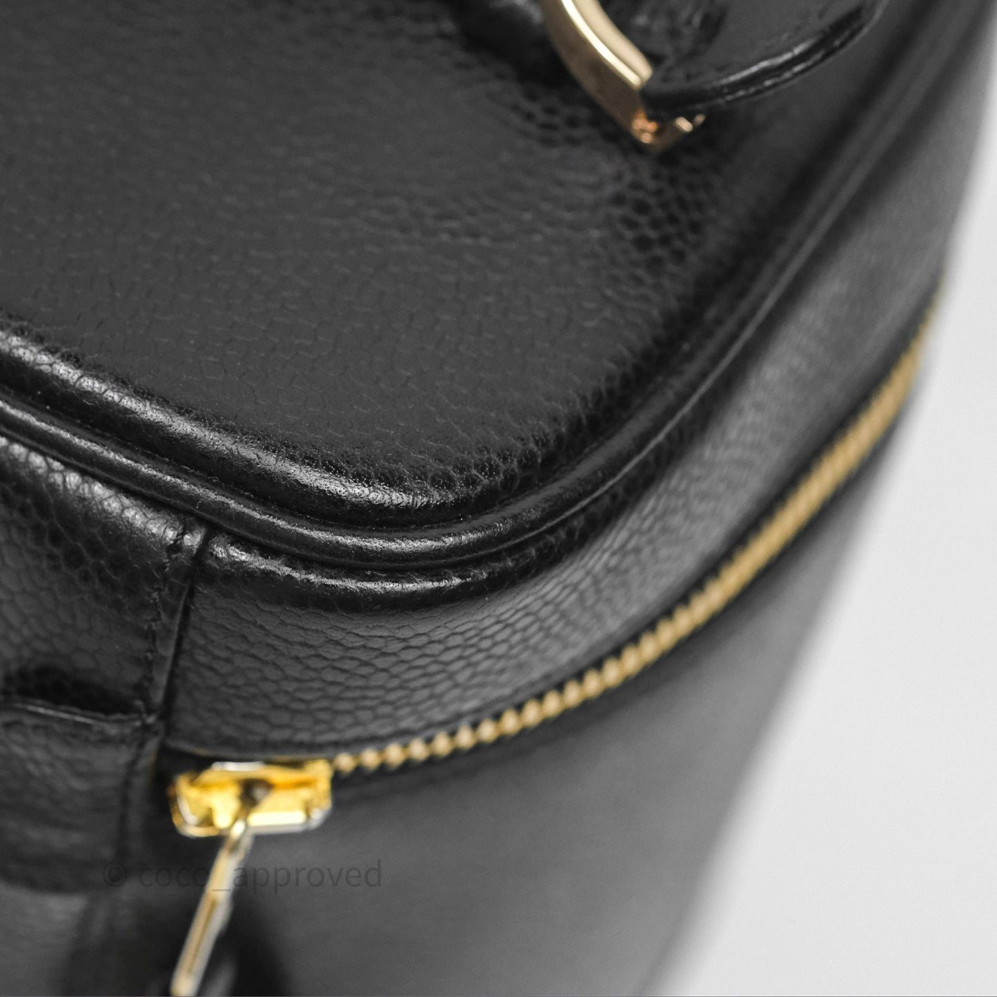 Chanel Vintage Vanity Case Black Caviar Gold Hardware