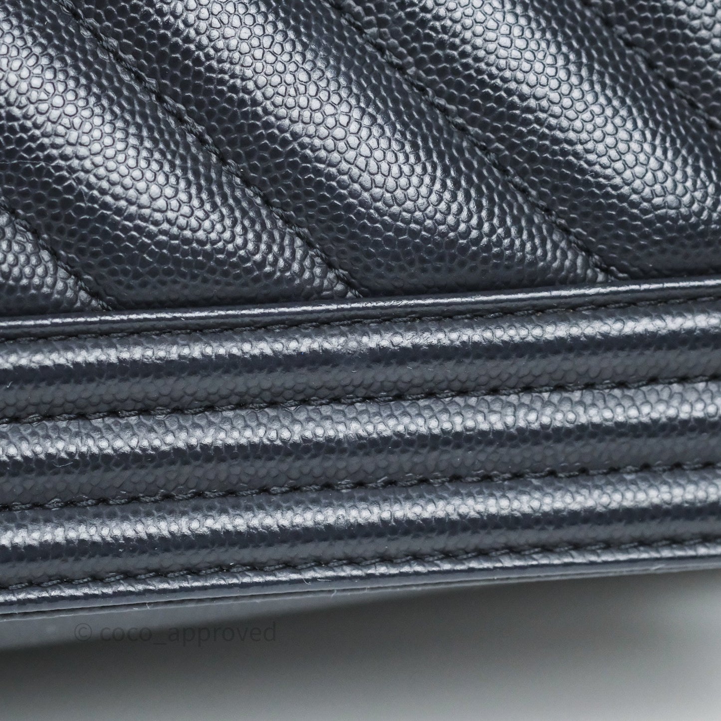 Chanel Medium Boy Chevron Dark Navy Caviar Silver Hardware