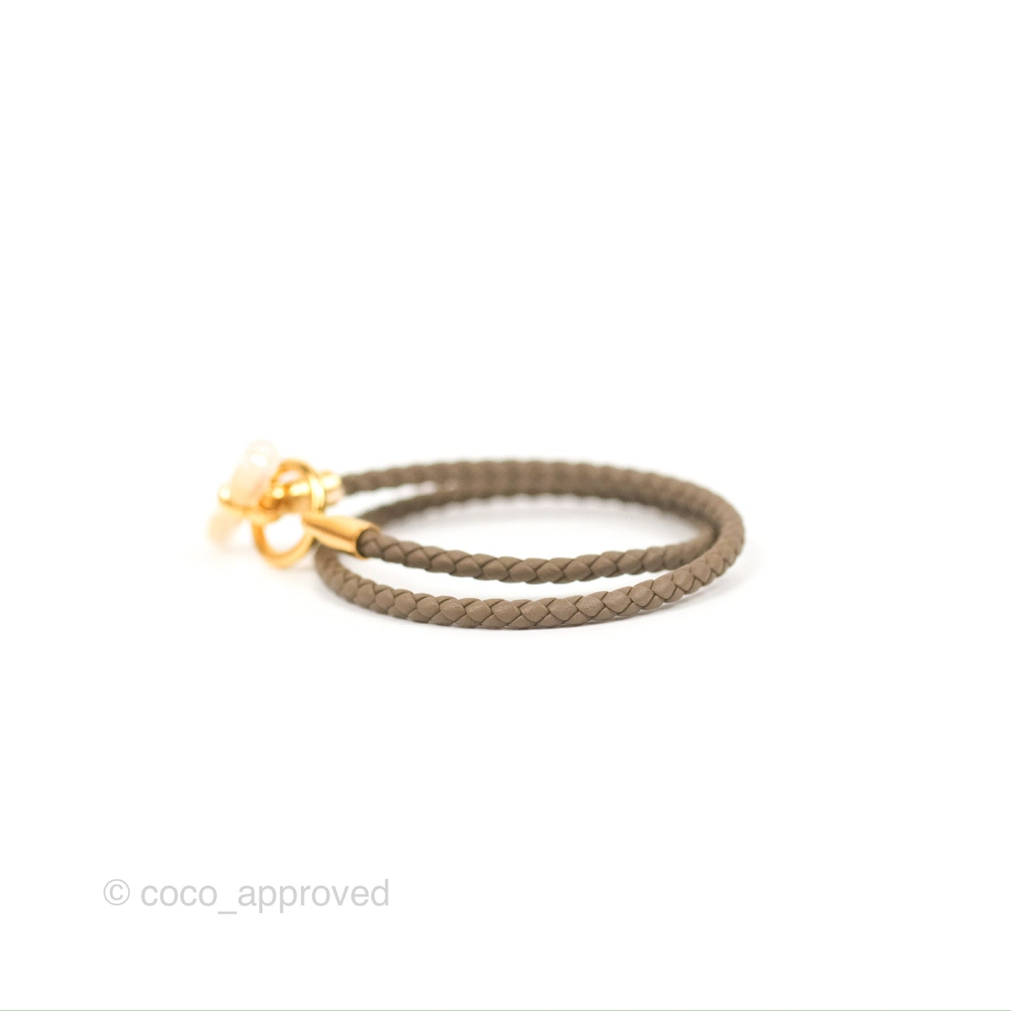 Hermes Glenan Double Tour Bracelet Étoupe Gold Hardware