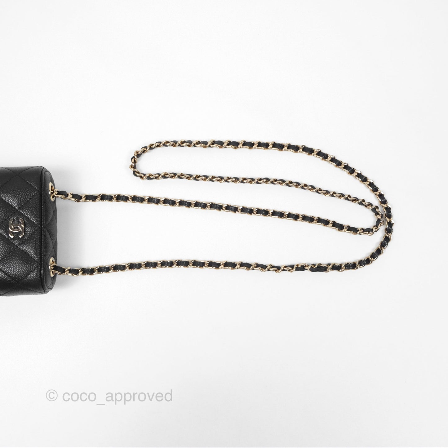 Chanel Vanity Phone Holder With Chain Black Caviar Gold Hardware