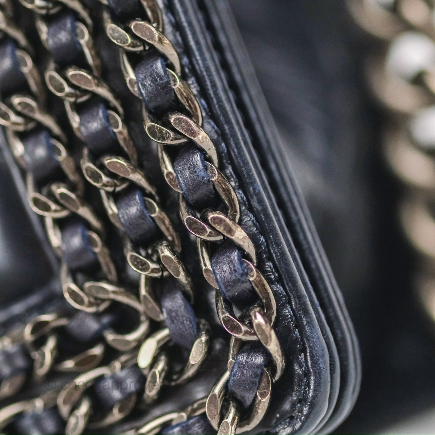 Chanel Small Chain Around Boy Dark Navy Glazed Calfskin Ruthenium Hardware