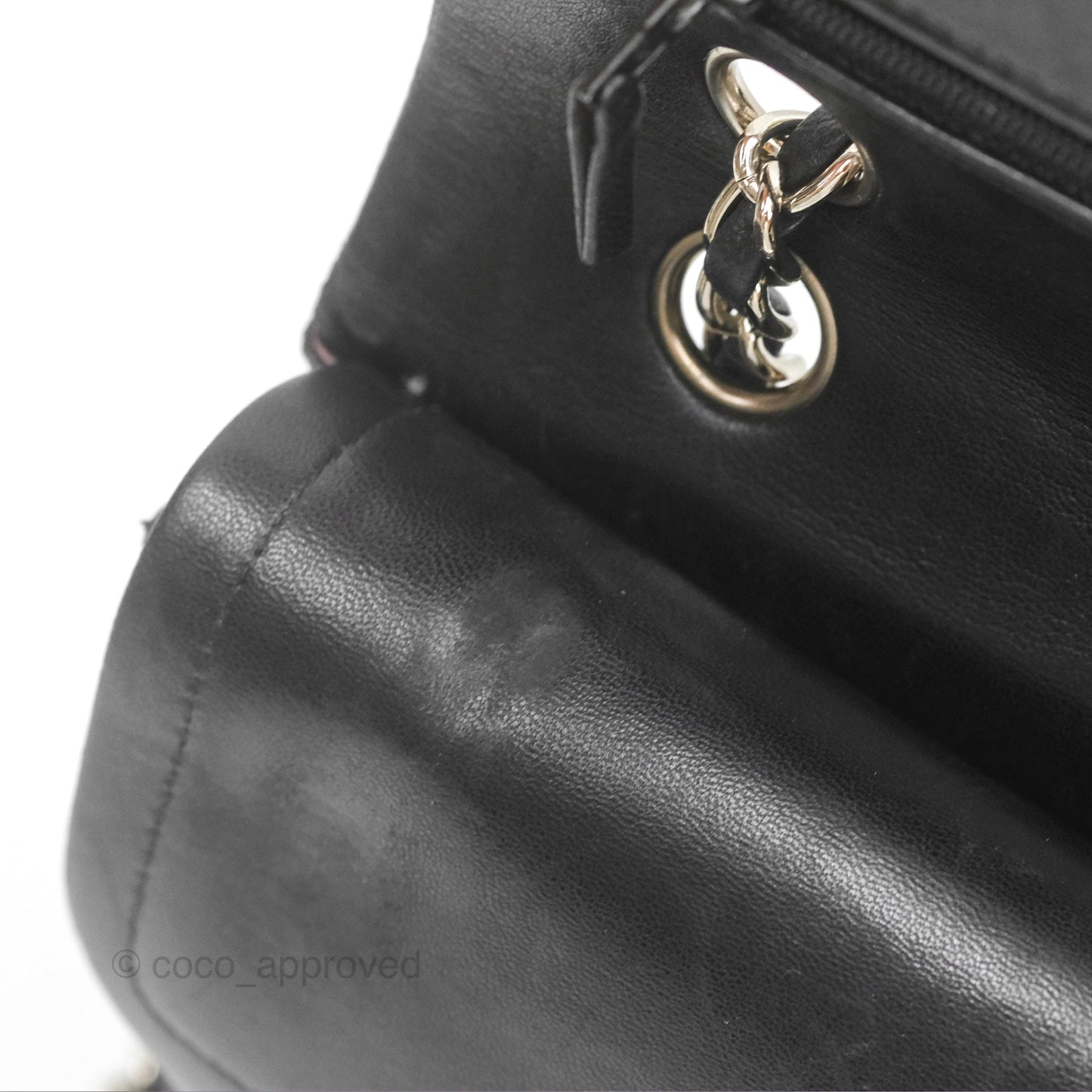 Chanel Classic M/L Medium Flap Quilted Black Lambskin Silver Hardware