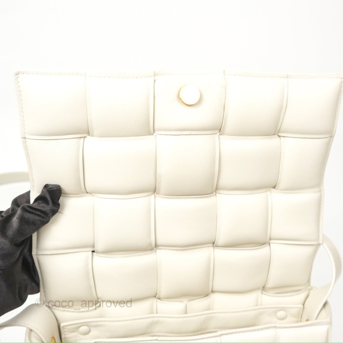 Bottega Veneta Padded Cassette Shoulder Bag Intrecciato Chalk Paper Calfskin