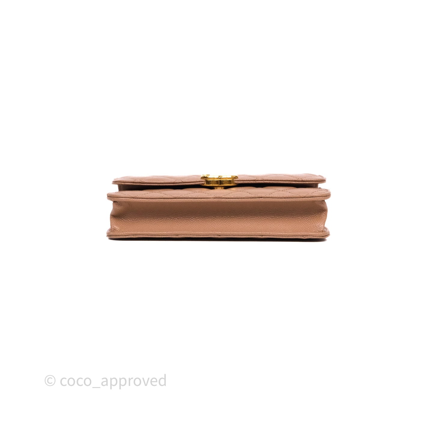 Chanel Coco First Phone Holder Dark Beige Caviar Gold Hardware 22K