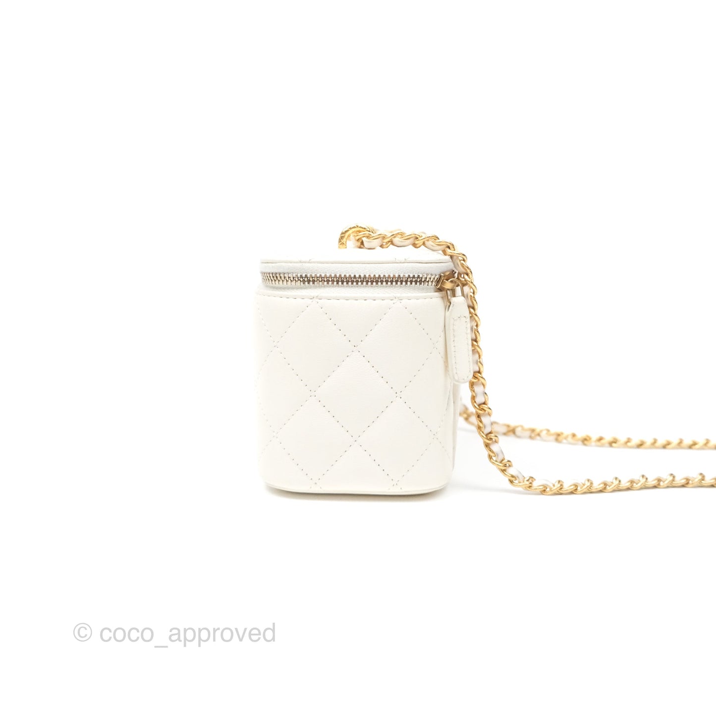 Chanel Vanity with Double Chain White Shiny Lambskin 23C