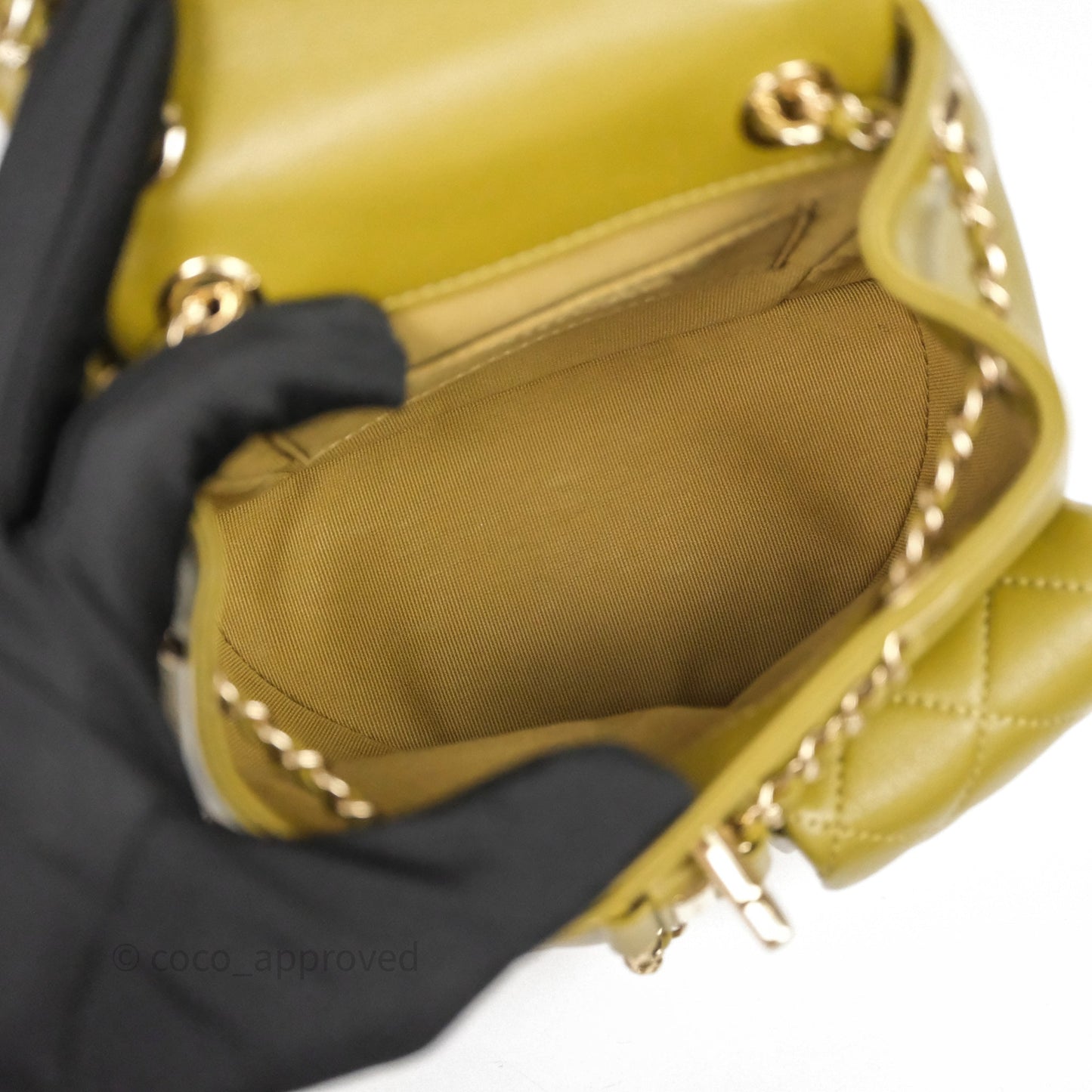 Chanel Mini Duma Backpack Olive Green Calfskin Gold Hardware