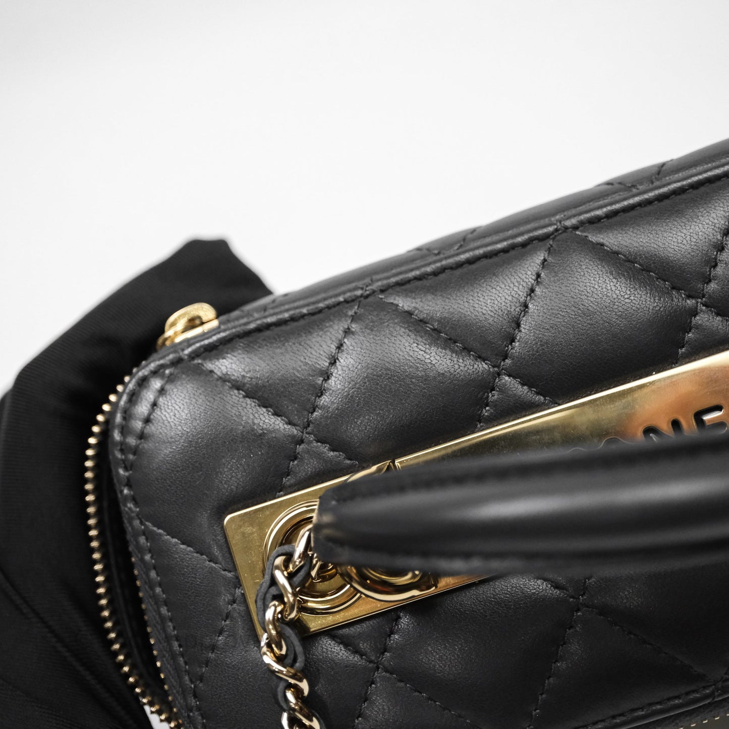 Chanel Trendy CC Vanity Rectangular Top Handle Dark Grey Lambskin Gold Hardware