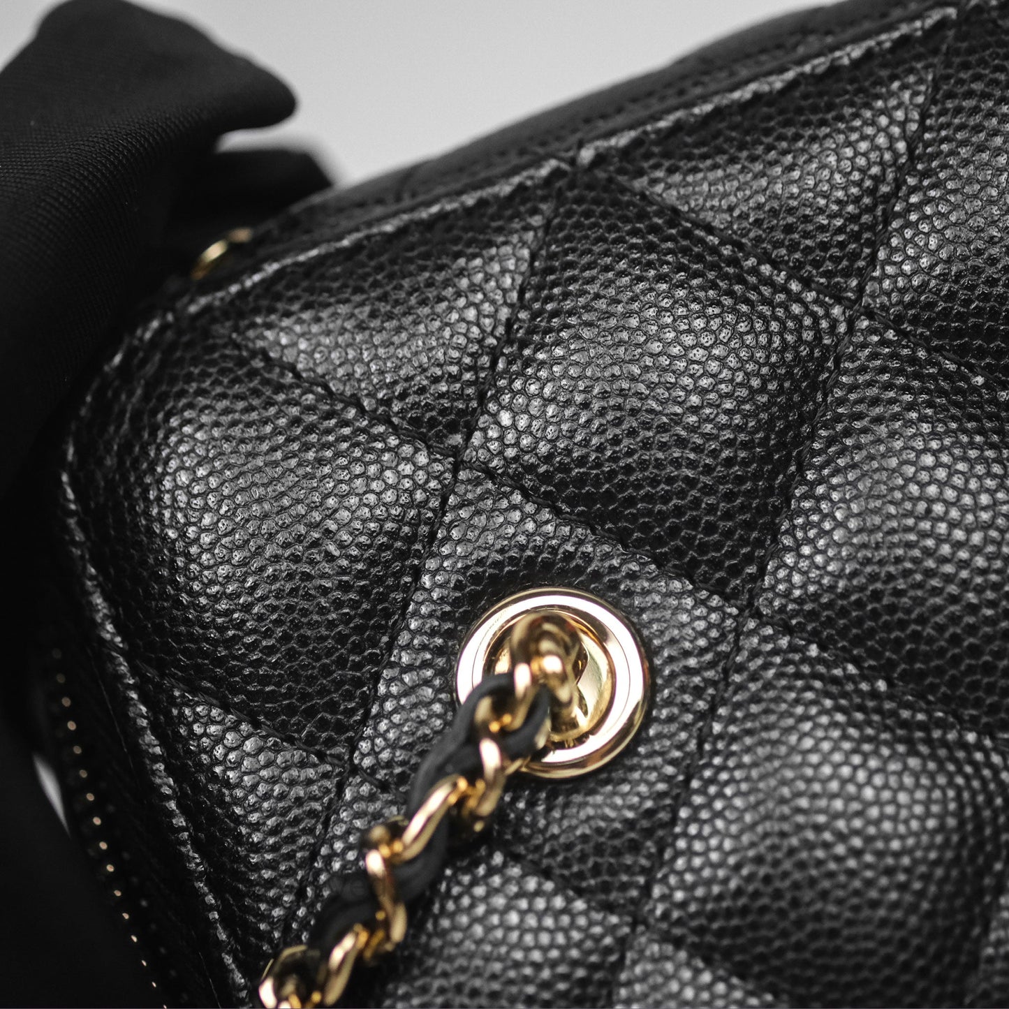 Chanel Vanity Rectangular With Chain Black Caviar Gold Hardware