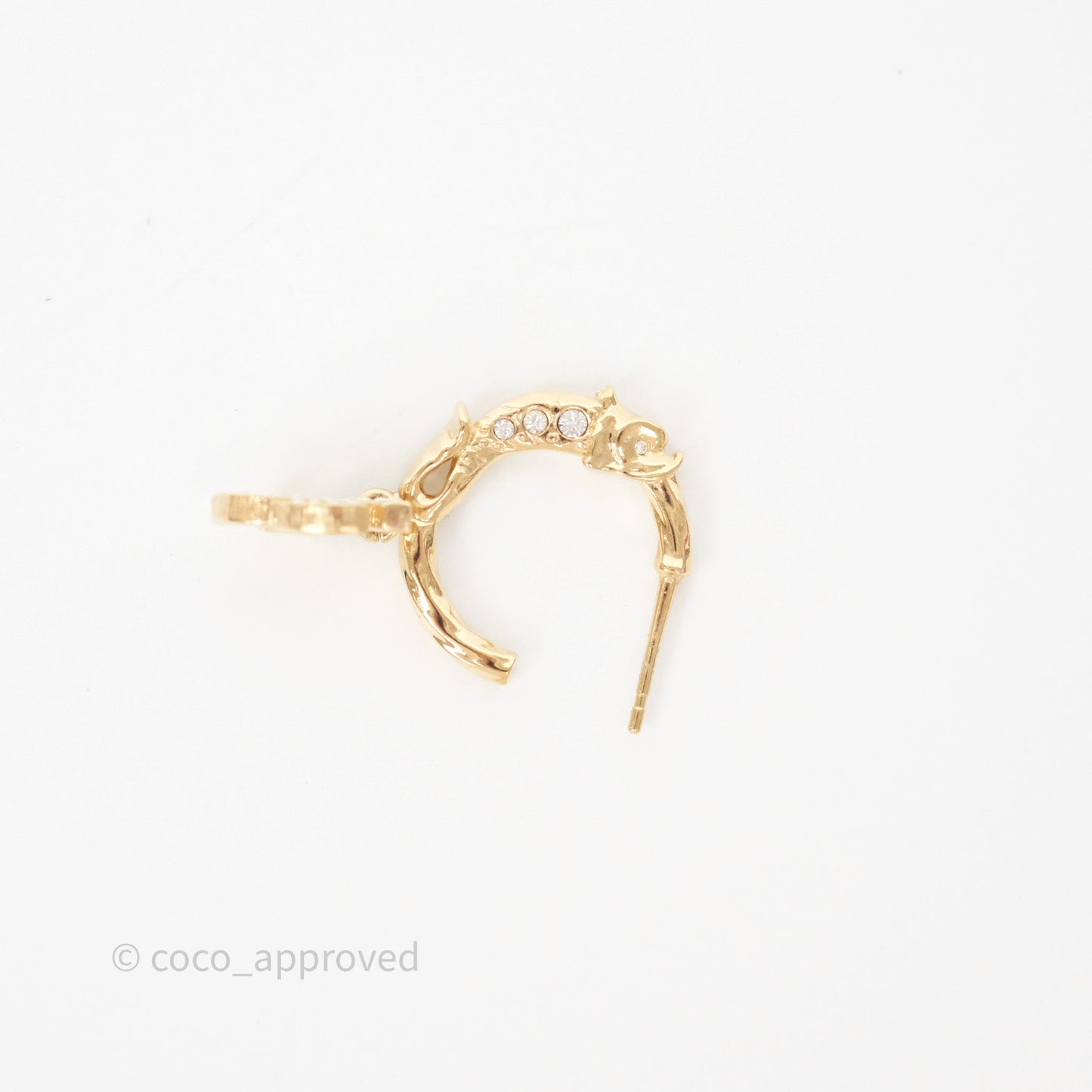 Chanel CC Crystal Hoop Earrings Gold Tone 23C