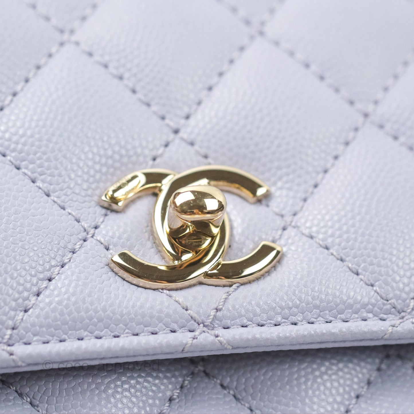 Chanel Small Coco Handle Quilted Purple Lilac Caviar Gold Hardware 21K