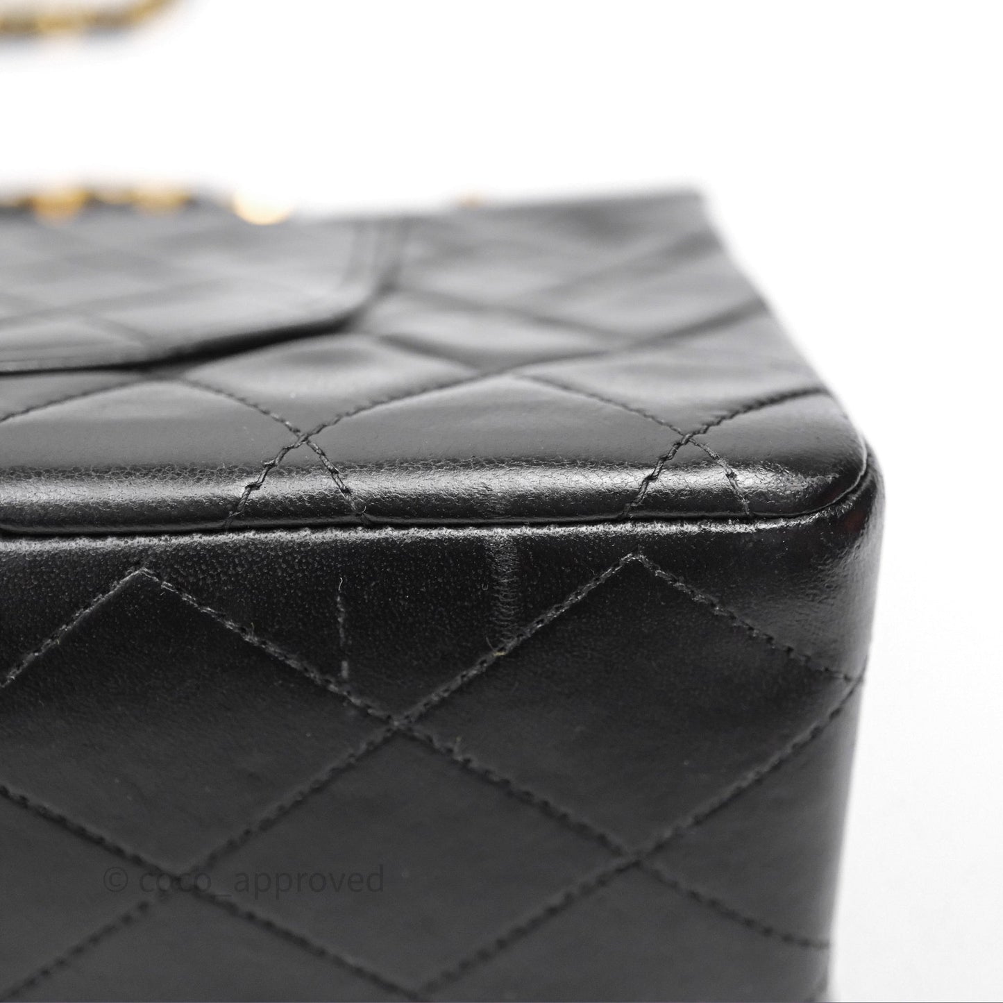 Chanel Classic Vintage Double Flap M/L Black Lambskin Gold Hardware