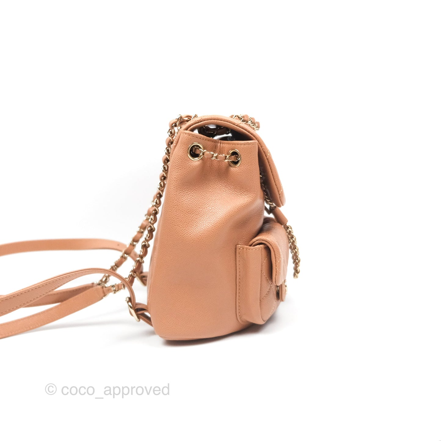 Chanel Duma Backpack Medium Dark Beige Caviar Gold Hardware