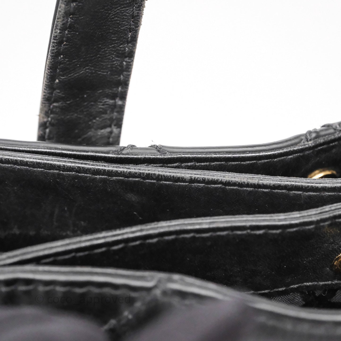 Chanel Vintage Quilted CC Tote Bag Matte Black Calfskin Gold Hardware