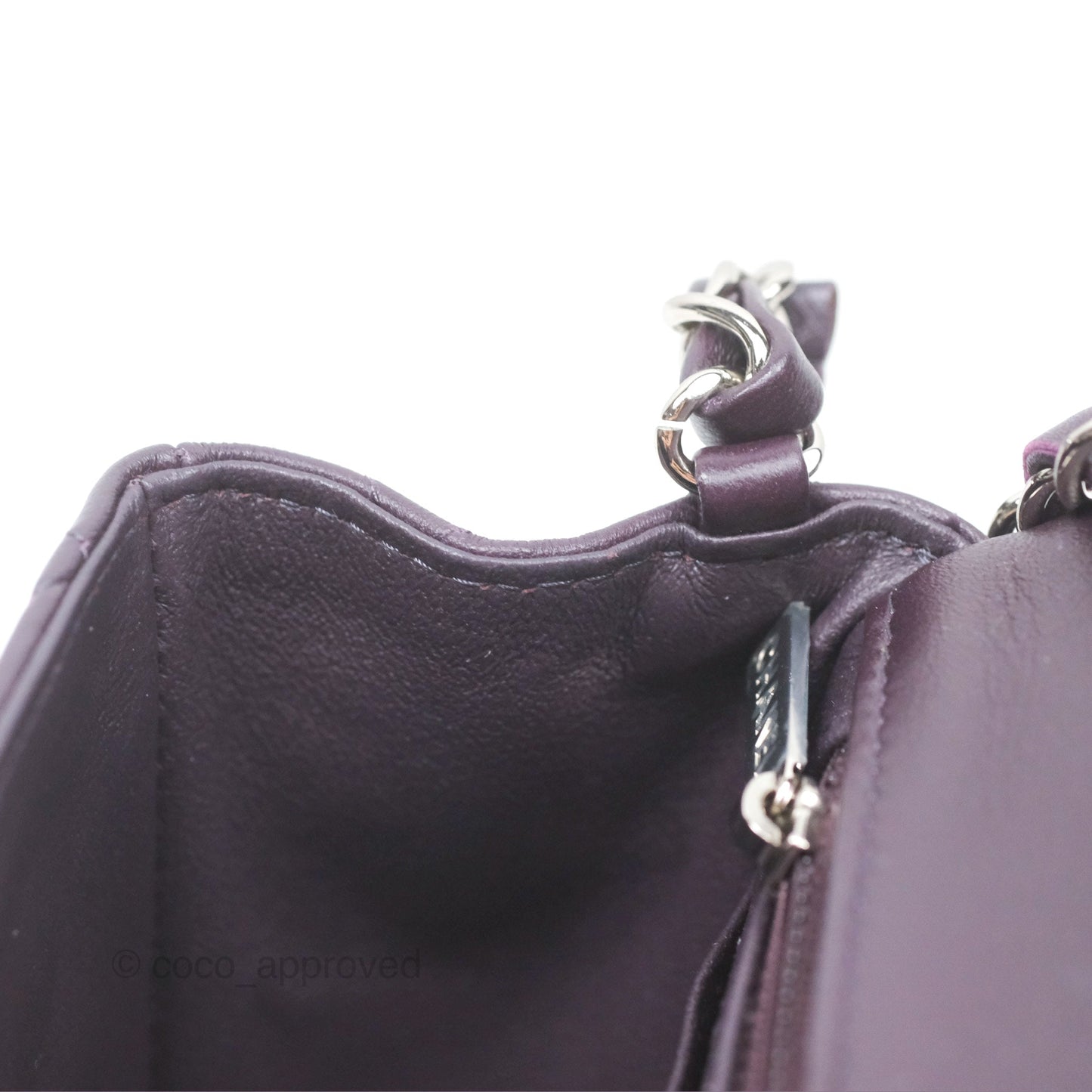 Chanel Quilted Mini Square Dark Purple Lambskin Silver Hardware
