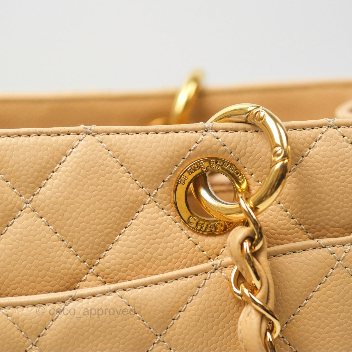 Chanel GST Beige Caviar Gold Hardware