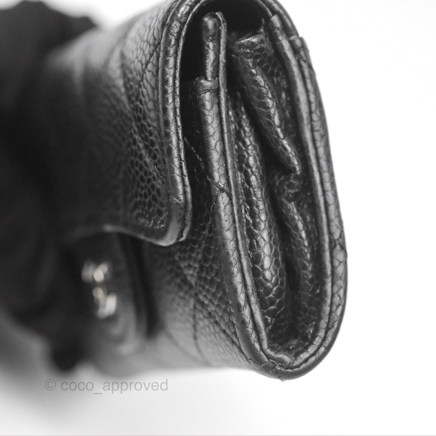 Chanel Classic Quilted Flap Card Holder Black Caviar Silver Hardware