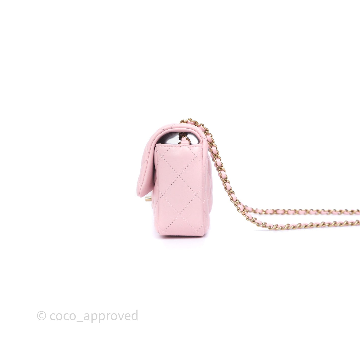 Chanel Quilted Extra Mini Rectangular Flap Pink Lambskin Gold Hardware