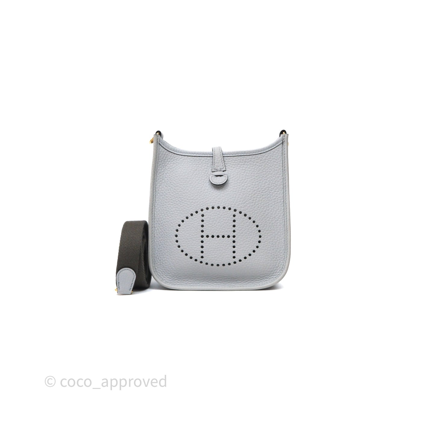 Hermès Mini Evelyne 16  Bleu Pale 08 Clemence Gold Hardware