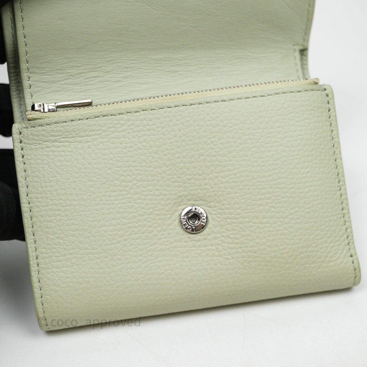 Loewe Anagram Small Vertical Wallet Green Silver Hardware