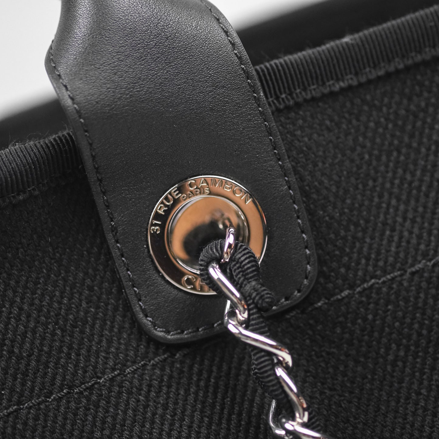 Chanel Medium Deauville Black Canvas Imitation Pearl