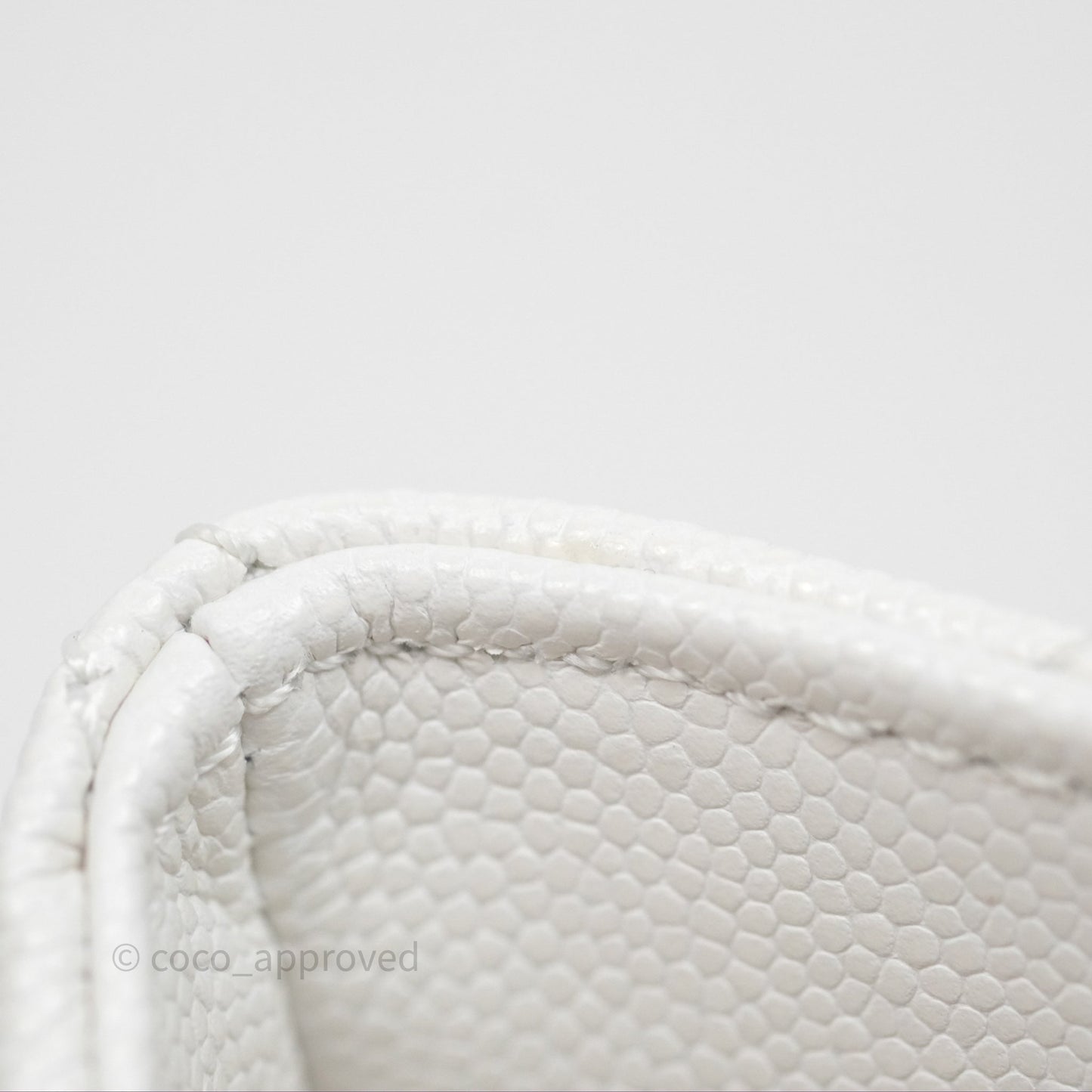 Chanel Small Coco Handle Quilted White Caviar Gold Hardware