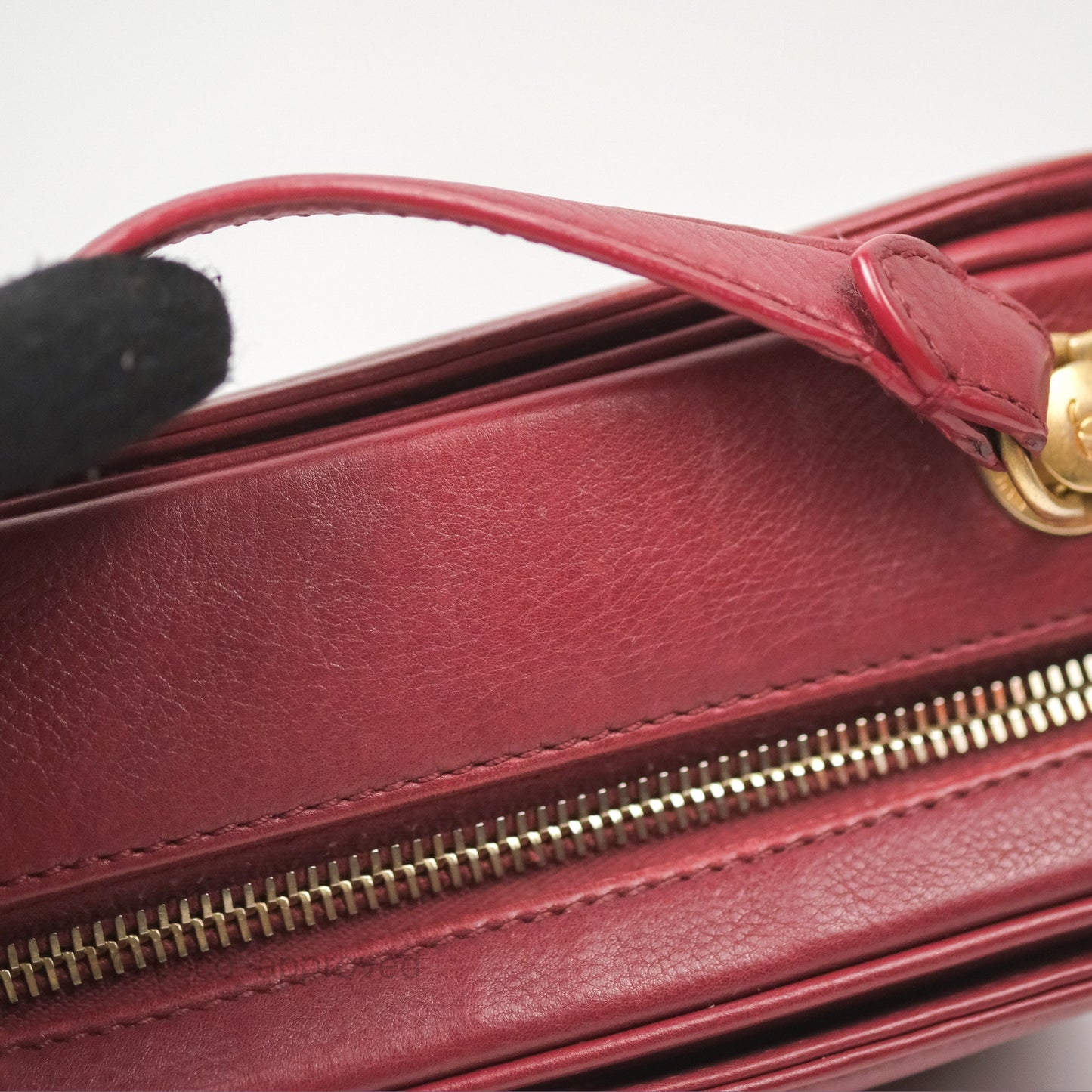 Chanel Quilted CC Small Vanity Case Dark Red Calfskin