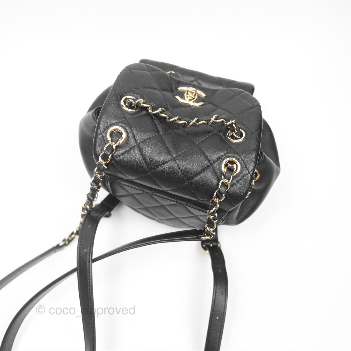 Chanel Quilted Small Duma Drawstring Backpack Black Lambskin