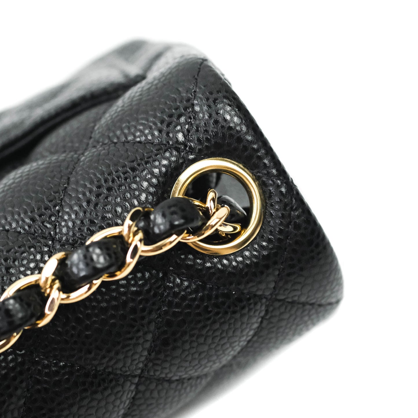 Chanel Mini Square Black Caviar Gold Hardware 18S
