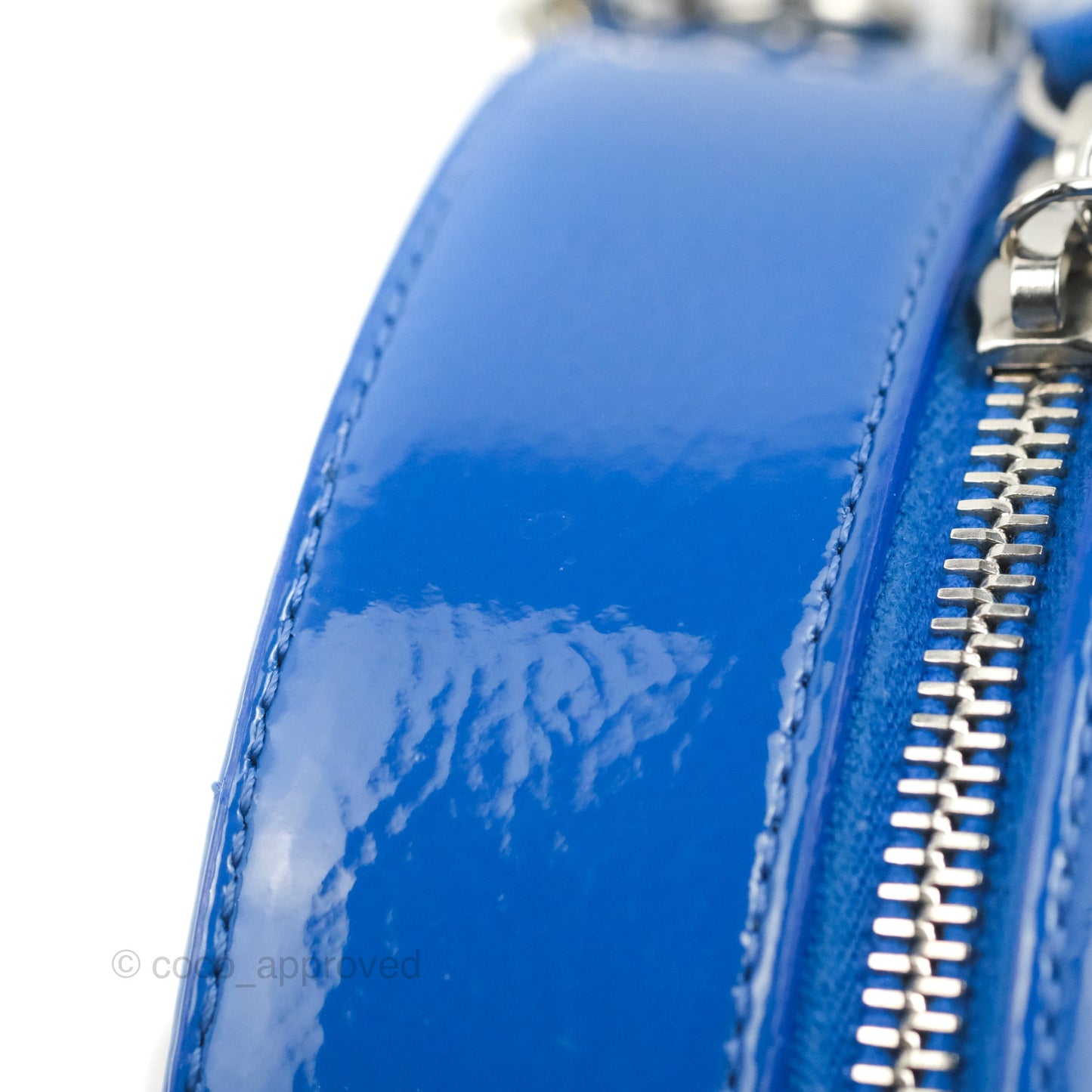 Chanel Round As Earth Bag with Owl Charm Blue Patent Silver Hardware
