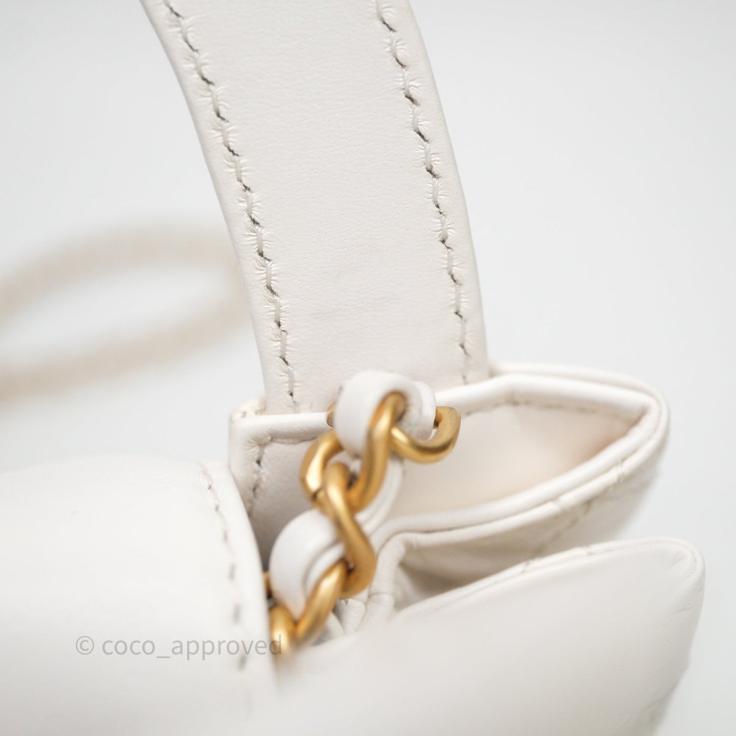 Chanel Kelly Bag Quilted White Lambskin Aged Gold Hardware