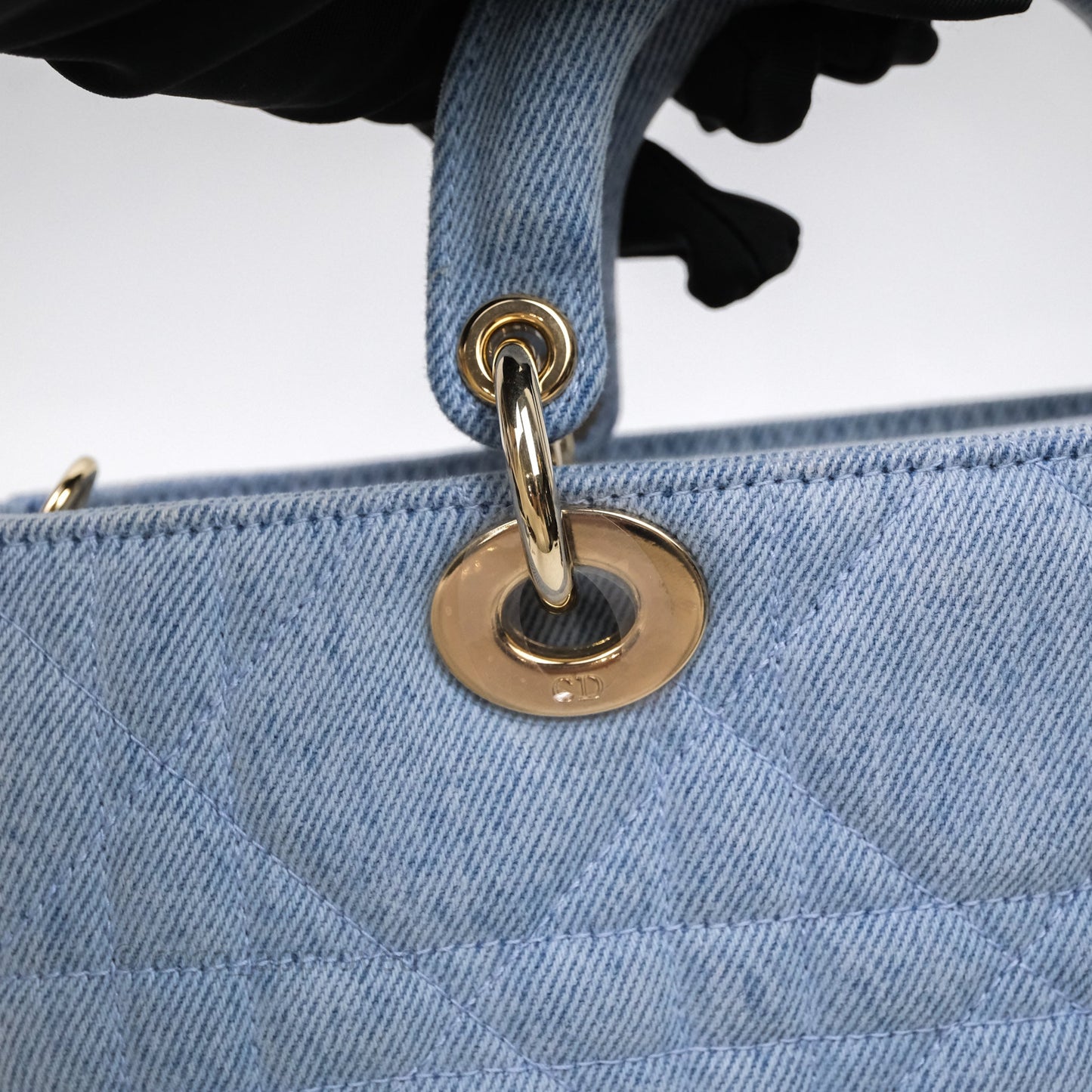 Christian Dior Medium Lady D-Joy Bag Denim Cannage Gold Hardware