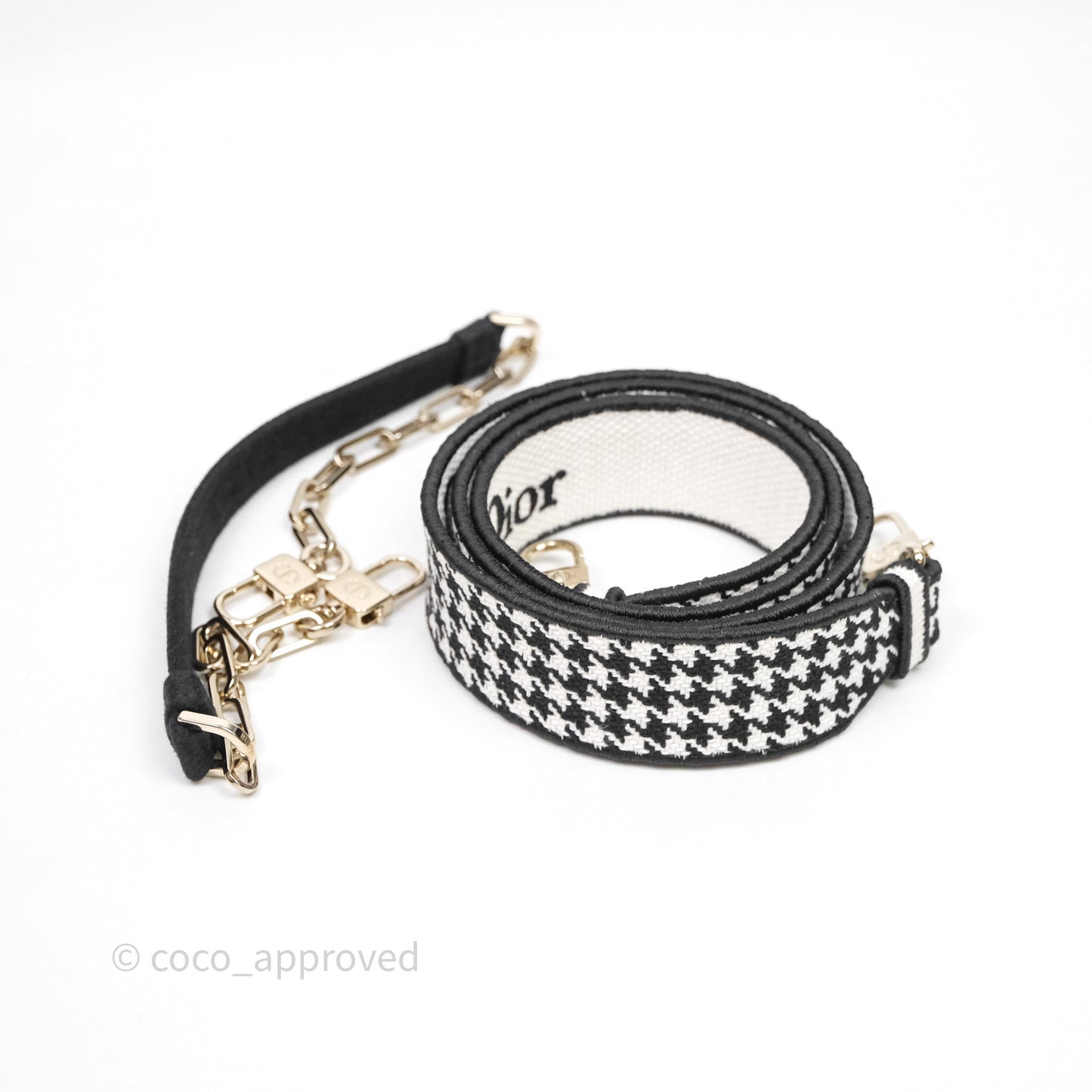 Christian Dior Medium Lady D-Joy Bag Black White Houndstooth Gold Hardware
