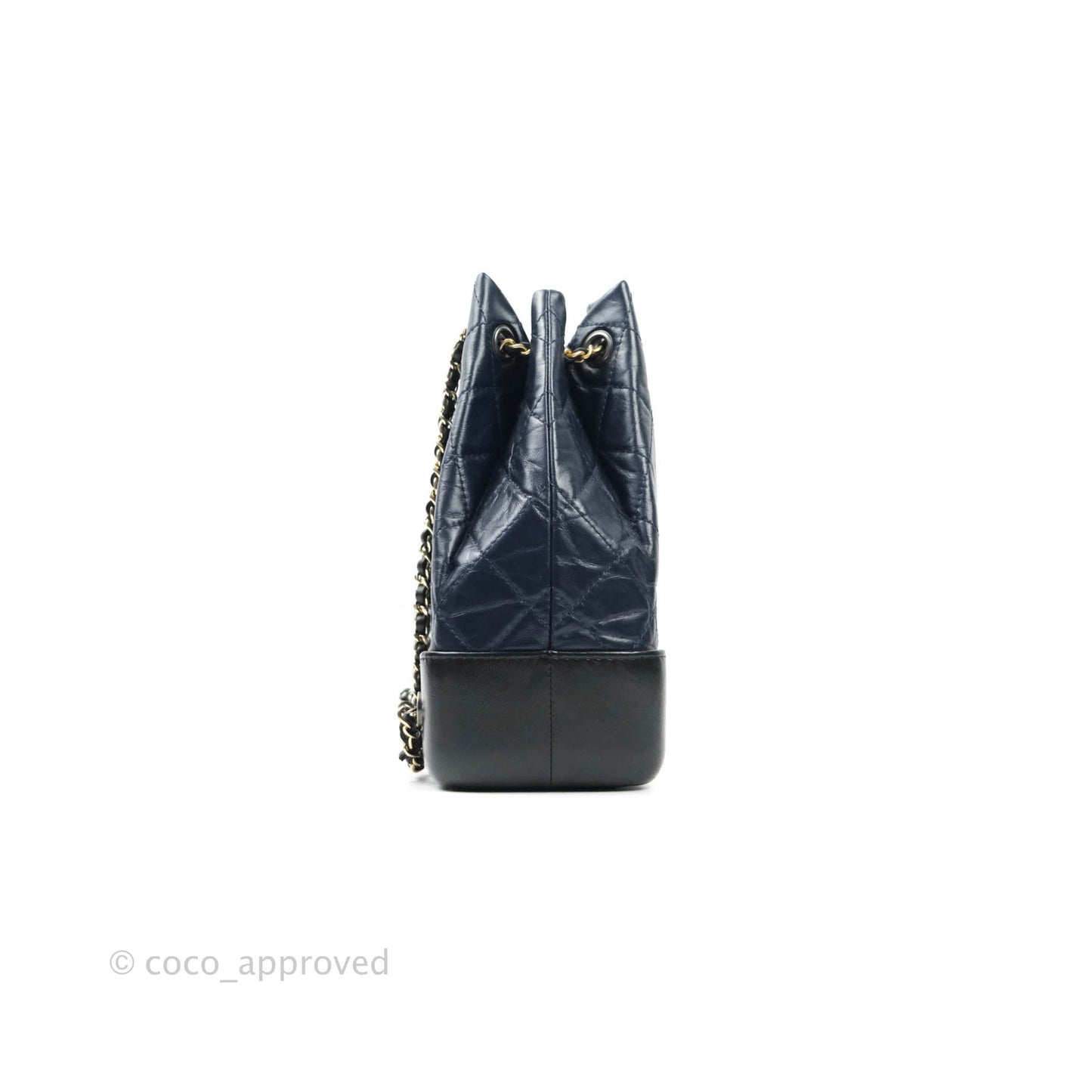 Chanel Gabrielle Backpack Black Aged Calfskin Small Navy Black